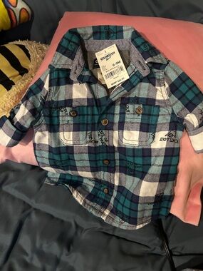 OshKosh B'gosh Teal & Blue Plaid Button-Down Shirt